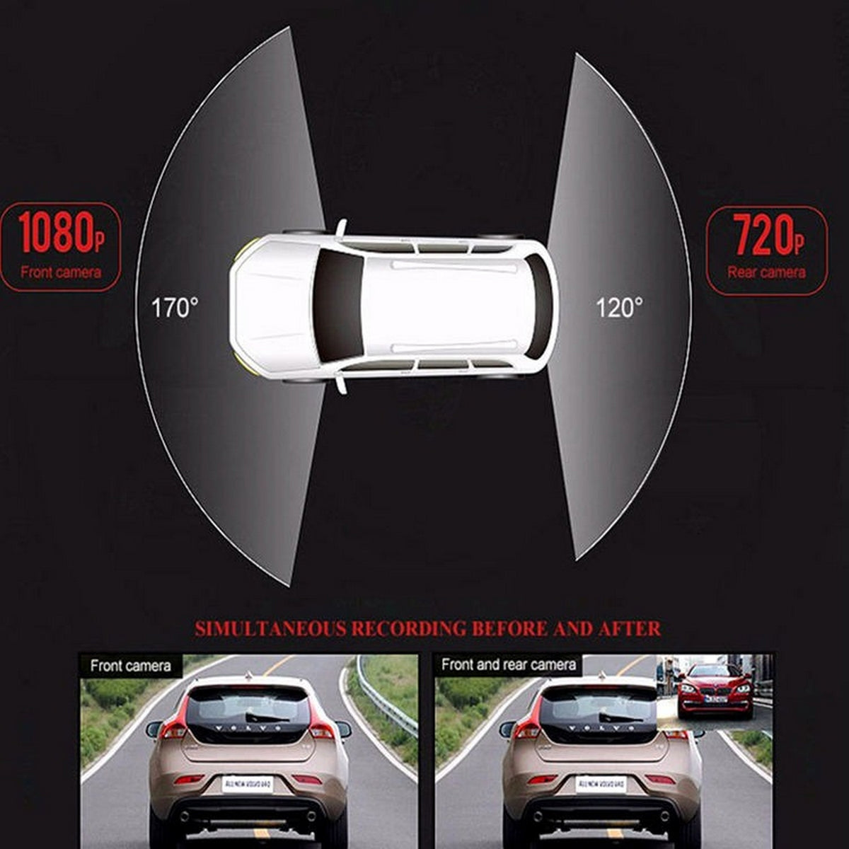 Camara Dual Carro Dvr Pantalla Camara