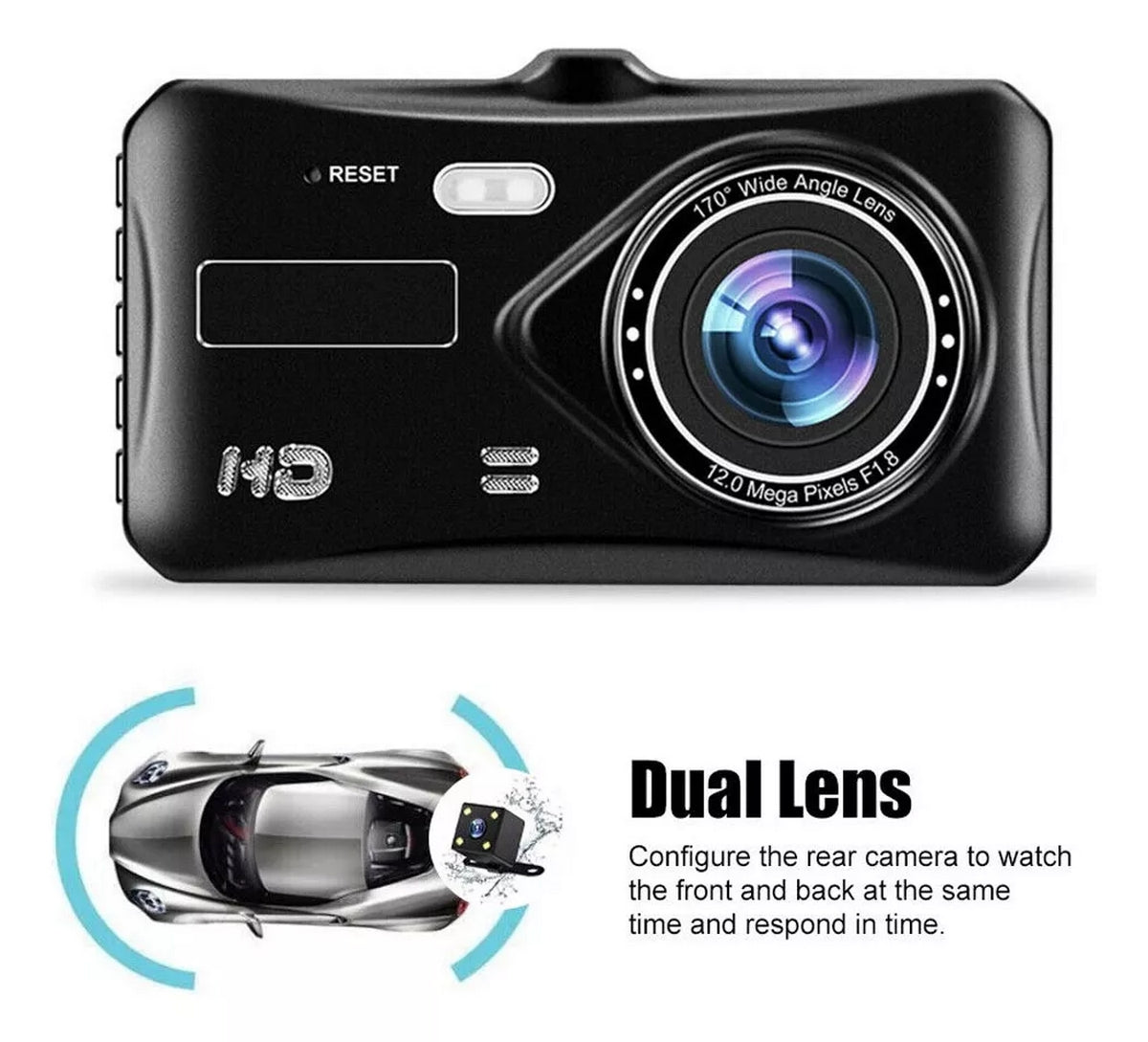 Camara Dual Carro Dvr Pantalla Camara