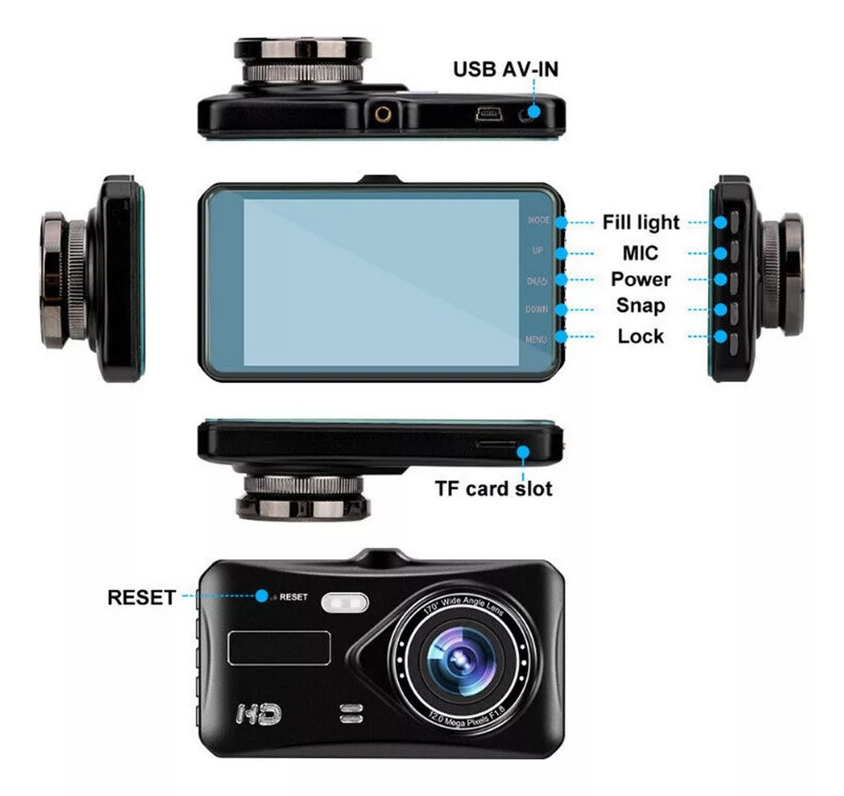 Camara Dual Carro Dvr Pantalla Camara
