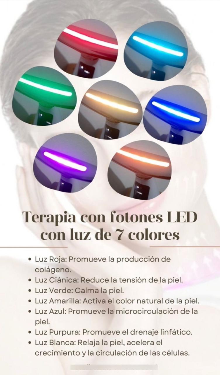 MASAJEADOR FACIAL LUZ LED 7 COLORES HY69